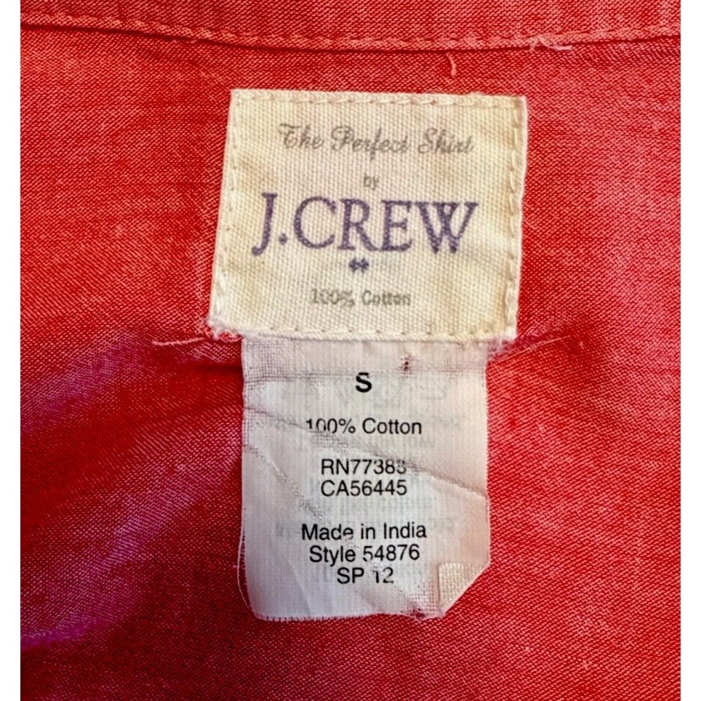 Vtg J Crew Cotton Perfect Shirt Small Pink Preppy Casual Workcore Roll Tab - Picture 4 of 6
